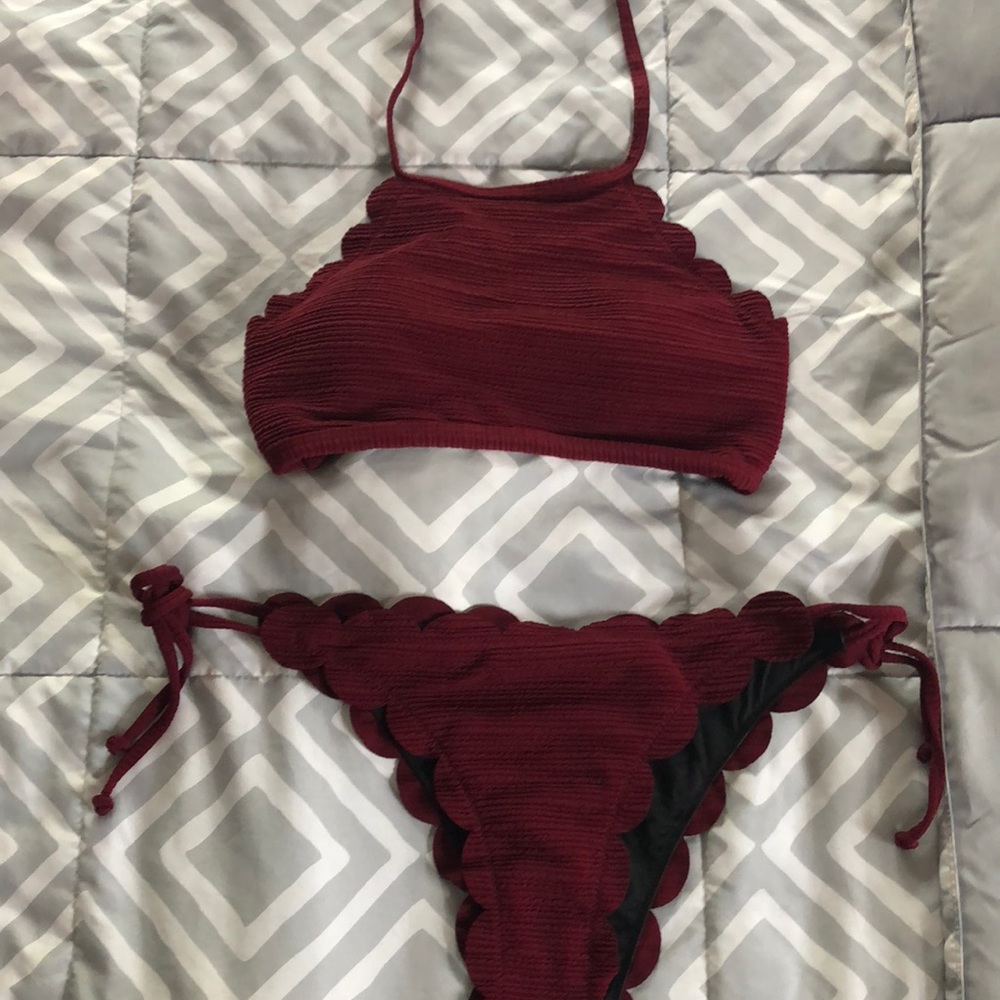 Maroon High Halter Top